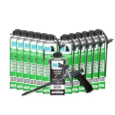 Seal Spray SEALG12GC Green Gap and Joint Filler Foam-12/18oz Cans, Gun, Cleaner