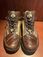 Mauri Genuine Crocodile Leather Sneakers 8900 Italian Size 8.5 1/2