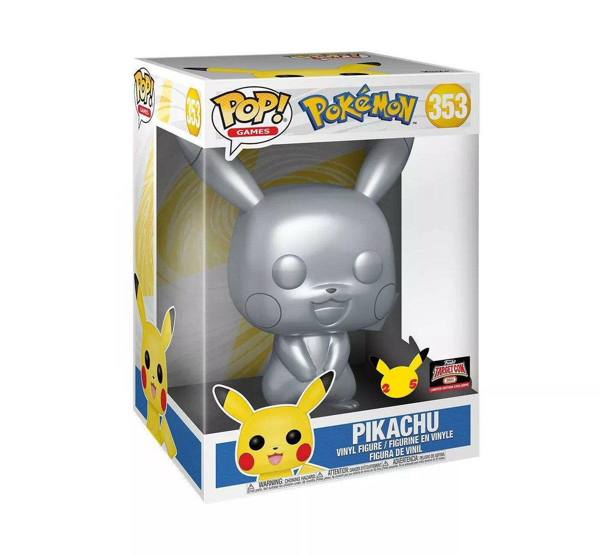 Funko Pop #353 Pikachu Silver Metallic 10” Jumbo Target Con Funko Pop #353 Pikachu Silver Metallic 10” Jumbo Target Con