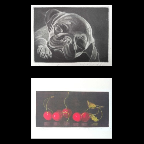 Wako Ito & Unknown Artist : Copperplate (mezzotint) print 2set  from JAPAN