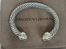 David Yurman Classic Cable Bracelet Sterling Silver with 14K Yellow Gold Cuff 