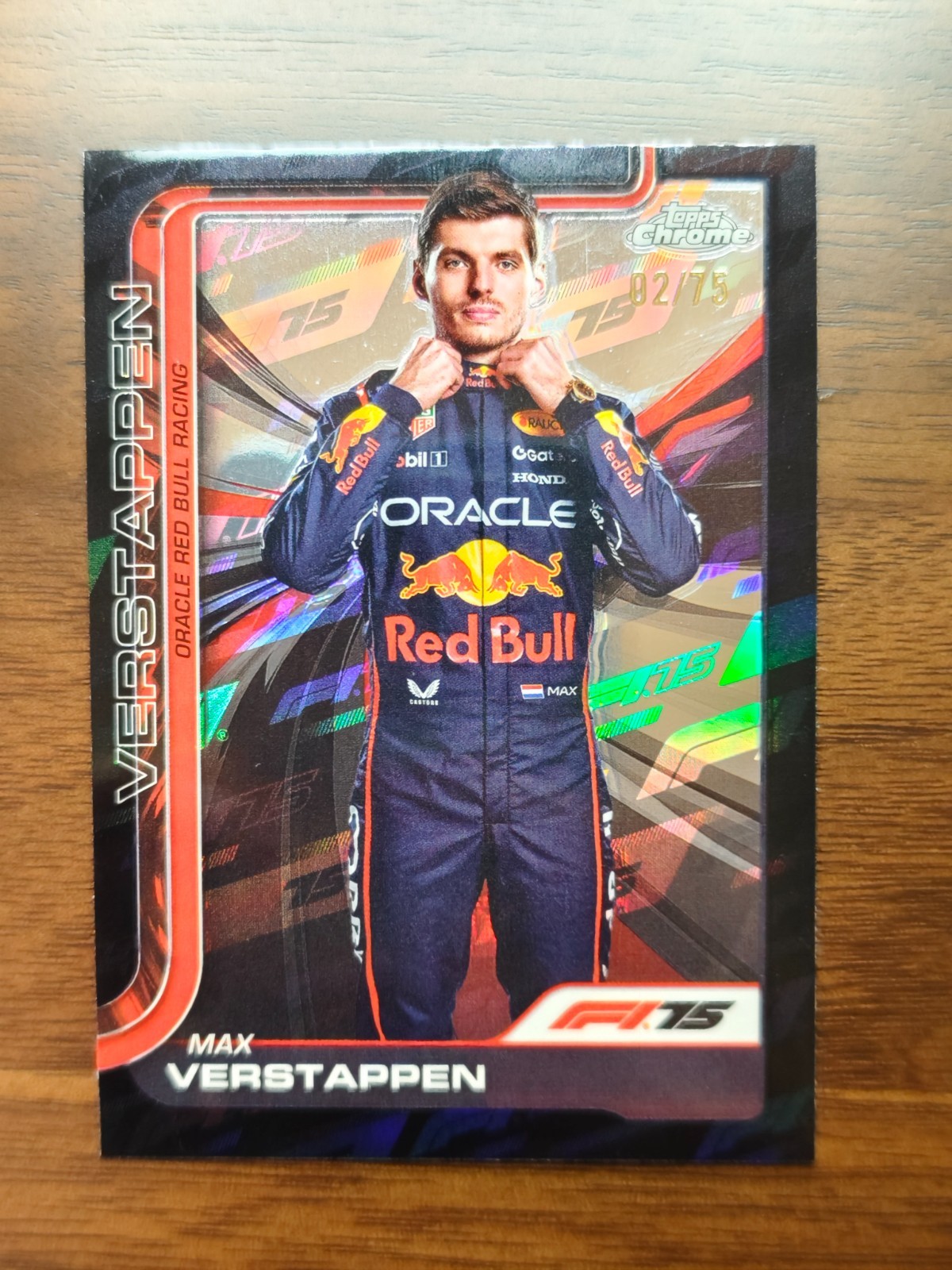2025 Topps Chrome F1 Max Verstappen Portrait 75th Black Logo Fractor 02/75 #1 view 1