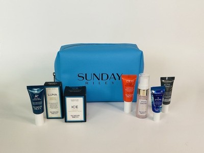 Sunday Riley 8 Piece Retinol And Vit C Travel Set With Cosmetic Bag New No Box