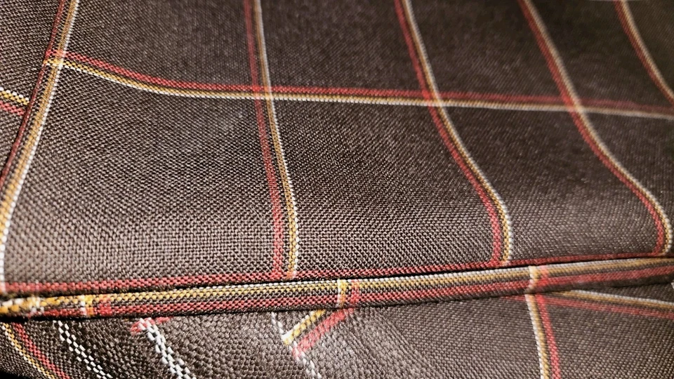 BROWN Check Wool Fabric PURE Wool Fabric Prince Of Wales Suiting 11ft X 5ft Lot - image 4 of 4