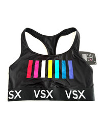 Victoria's Secret VSX The Player Racerback Sport Bra Black w Stripe