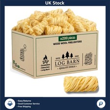 Log Barn Natural Firelighters - 200 Eco-Friendly Fire Starters, 10-Min Burn Time 0.12 per lighter