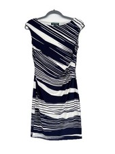 Lauren Ralph Lauren Sheath Dress Cap Sleeves Size 4 Ruch Striped Career Lined