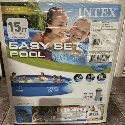 Intex Easy Set 15ft x 33in Inflatable Kid Family Swimming Pool with Filter Pump
