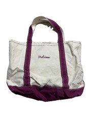 LL Bean Boat And Tote Classic Canvas Purple Handles Bottom Small USA 90s
