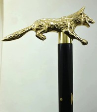 Vintage Brass Handle Walking Stick Cane Nautical Black Rosewood Gentlemen Gift