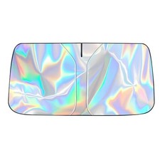 Car Windshield Sun Shade with Storage S 55.1 27.5 inch Laser Titanium Silver