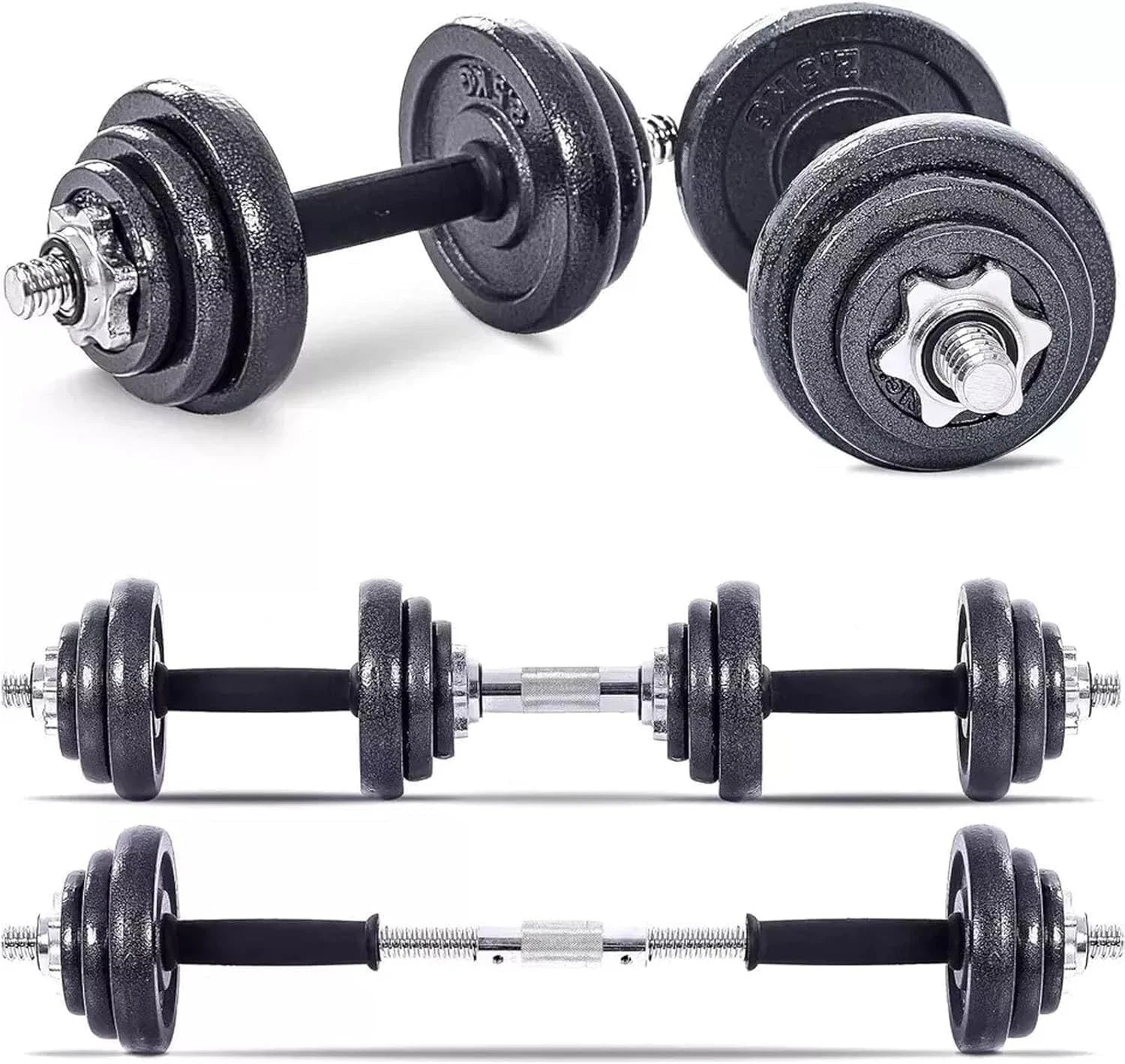 50KG Adjustable Cast Iron Dumbbell Barbell Set Weights Kit for Home Gym Workout
