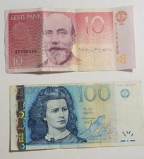 10 and 100 Krooni 1994/1999 Estonia 2 BanknoteLot  VF