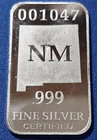 A New Mexico State Art Bar-1/2 Troy oz. .999 Fine Silver
