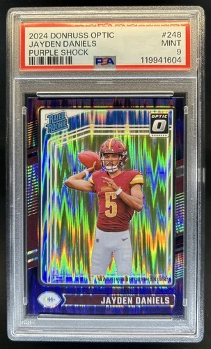 2024 Panini Donruss Optic Jayden Daniels Purple Shock Rated Rookie #248 PSA 9