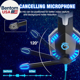 G2000 Gaming Headset for PS5 PS4 Xbox One Controller,Bass Surround Noise Cancell