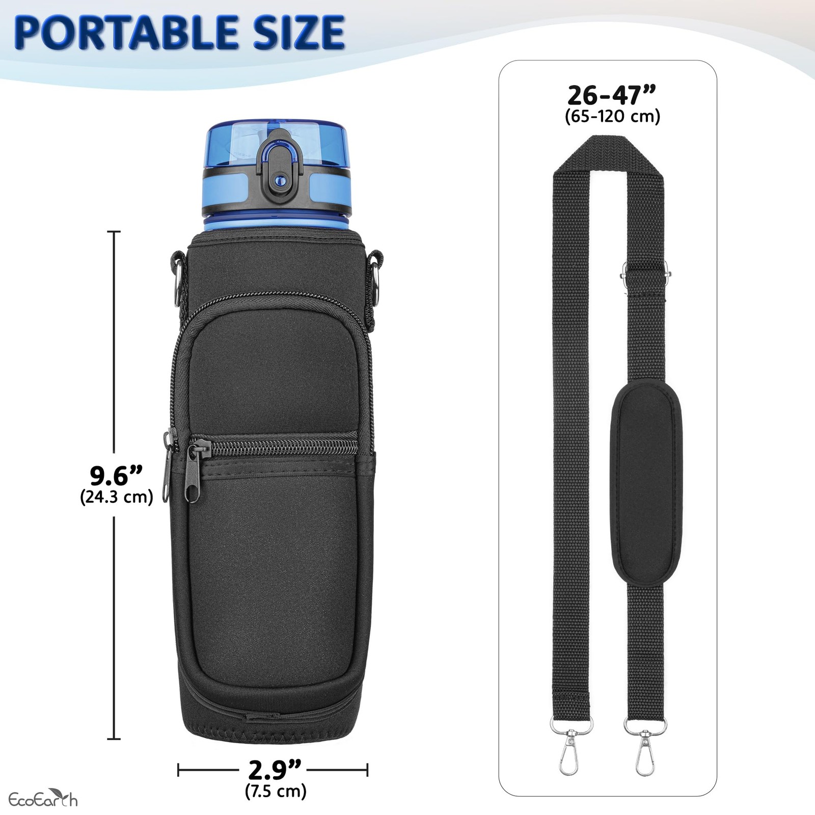 Water Bottle Holder with Strap - Water Bottle Carrier Bag for Hiking - Crossbody