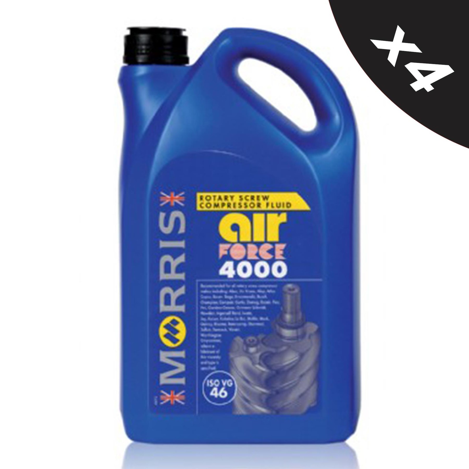4x Compressor Oil ISO VG 46 - 5L MORRIS Air Force 4000 Ashless Compressor Oil