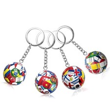 2026 World Cup Soccer Ball Keychain 4pcs National Flag Key Rings Stainless
