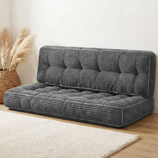 Convertible 63" Folding Sofa Bed  Chair - Dark Grey Corduroy Sleeper Couch