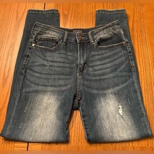 Judy Blue Mid Rise Relaxed Fit Distressed Cropped Blue Denim Jeans Size 30