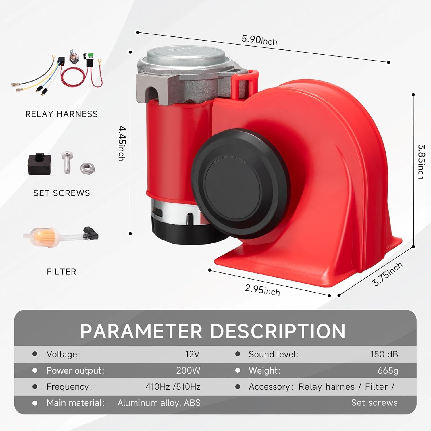 Air Horn for Motorcycle Cars, 150db Sound Car Horn Kit 12V Super Loud