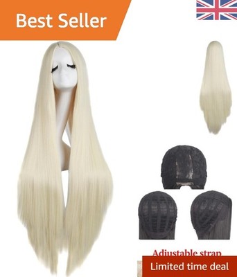 Vielseitige 100cm Hitzebeständige Glatte Perücke - Hellblond für Cosplay & Mode