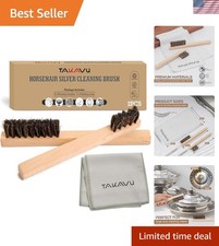 Horsehair Detail Brush Set, Silver Cleaning Brushes Polish Cloth for Silver...