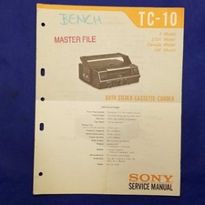 SONY TC-10 Service Manual Original Paper OEM Repair Guide - USA