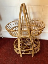 Vintage Italian Bamboo and Rattan Two Tier Bar Cart