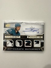 THOMAS BORDELEAU 2022-23 Upper Deck Premier Patch Rookie Autograph Materials /15