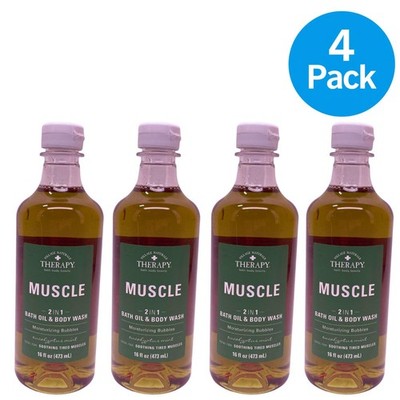 Village Naturals Therapy 2-in-1 Bath Oil & Body Wash Muscle 16 FL OZ (4 Pack)