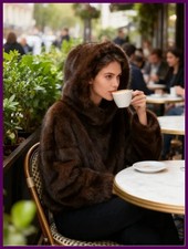 Women s Fur Sweater Brown Hooded Full Sleeve Pullover Thick Warm Knit Top Winter