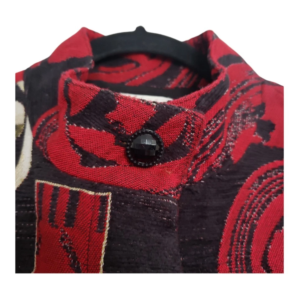 Chico's Red And Black Textile Jacket Button Front Size US XL, Chico's Sz 3 - Image 4 of 4