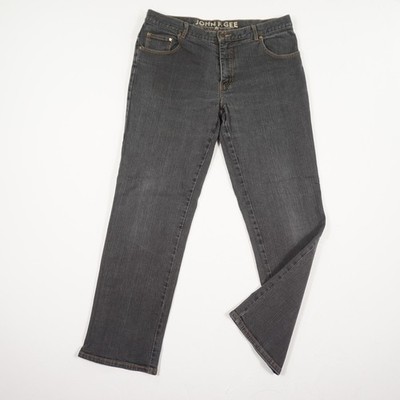 John F. Gee Herren Jeans Hose Gr. 54 Grau Denim Gerades Bein Baumwolle Stretch M
