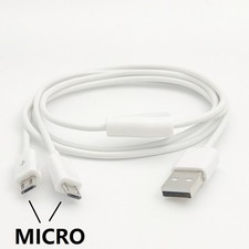 3.2/6.4/10FT 1/2/3M USB to 2 Micro USB Male Splitter Y Andorid Charging Cable