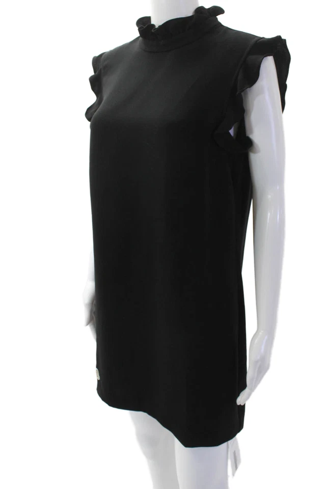 Vestido recto Alice & Trixie para mujer manga corta con volantes negro talla grande Foto 2 de 4