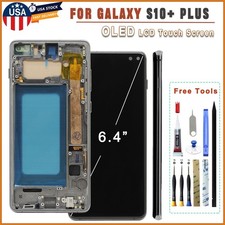 6.4" OLED Digitizer LCD Touch Screen Black Frame For Samsung S10 Plus SM-G975U