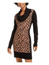 BCX Womens Shift Short Dress Black Long Sleeve Cowl Neck Juniors S