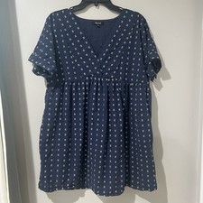 Madewell V-Neck Dolman-Sleeve Mini Dress in Textured Dot Size XL