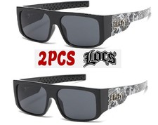 Locs 2 Pack Hardcore Fashion Black Lowrider Design Shades Sunglasses 91192 GRFT