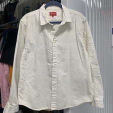Supreme White Button Down Long Sleeve Shirt Supreme sleeve spell out Size XL