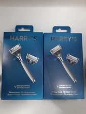 Lot Of 2 Harry’s Men’s Razor Chrome Edition Handle& Razor Blade Cartridges B8-31