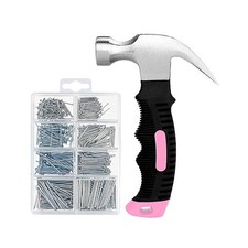 700PCs Small Nails for Hanging Pictures, with 8oz Pink Hammer