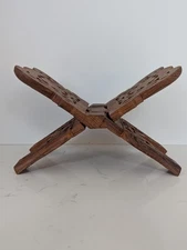 VTG Book Stand Hand Carved Wood Collapsible Folding Open Book Holder Display 