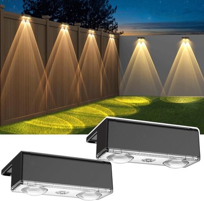 2Pack  Solar Powered Door Fence Wall Lights LED Outdoor Garden Landscape Lamp