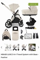 My Babiie MB450i 3-in-1 Travel System feather Ivory Colour