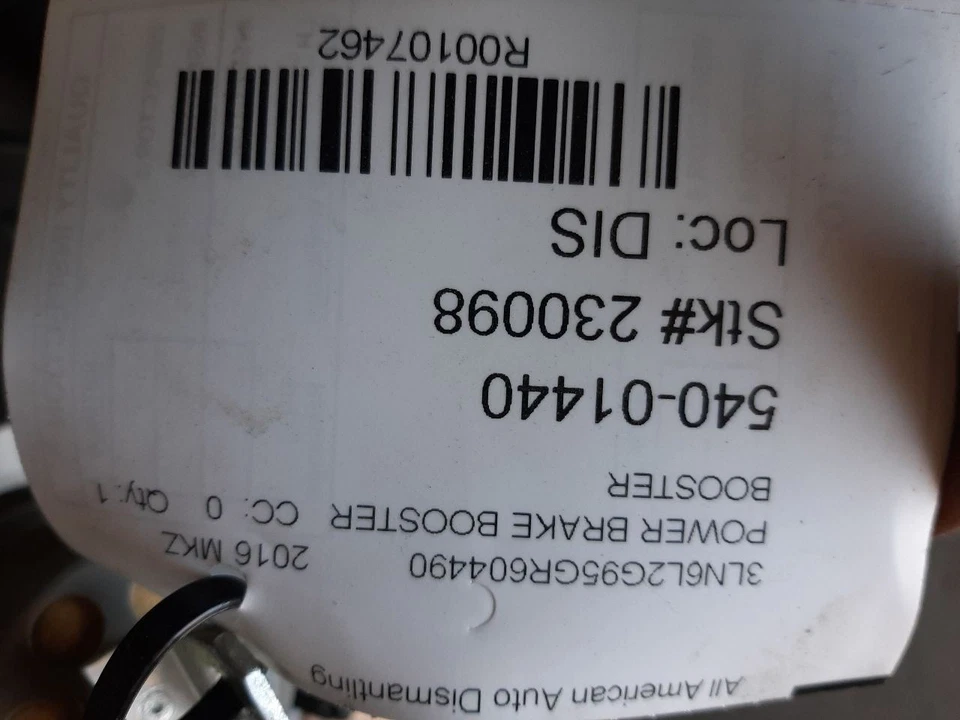 13 14 15 16 LINCOLN MKZ Power Brake Booster VIN 9 8th Digit Turbo DG9Z2005E - Image 3 of 4