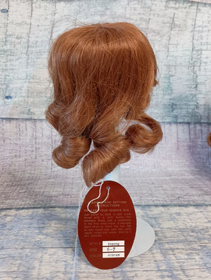Kemper YVETTE Doll Wig Human Hair Size 6-7  AUBURN Long Curls Bangs