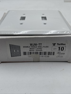 10 TAYMAC WJW-TT METAL Jumbo Double Toggle Switch Wall Plate White 2 Gang